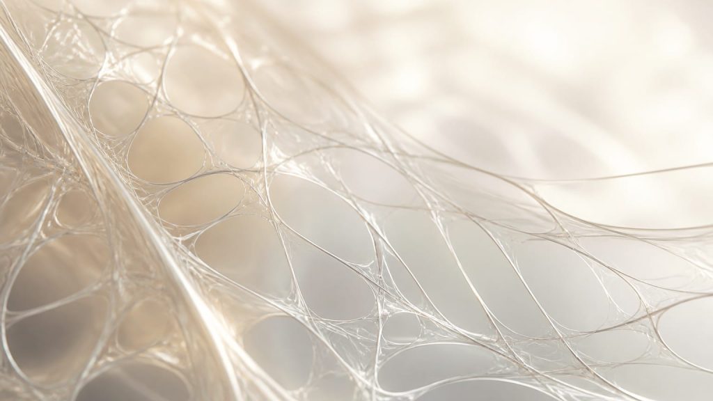 A fine translucent mesh stretched between points with some areas gently slackening.