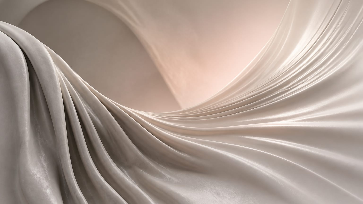 Abstract sculpted surface transitioning from softly descending folds to smoother lifted curves.