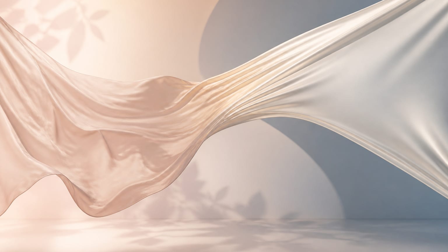 Fabric-like curves transitioning from soft droop to smoother uplift across a wide frame.