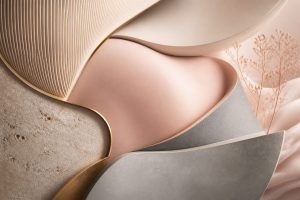 Three abstract contour zones blending into one sculptural composition.
