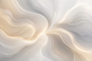 Soft abstract waves and translucent contour layers meeting over a calm gradient background.